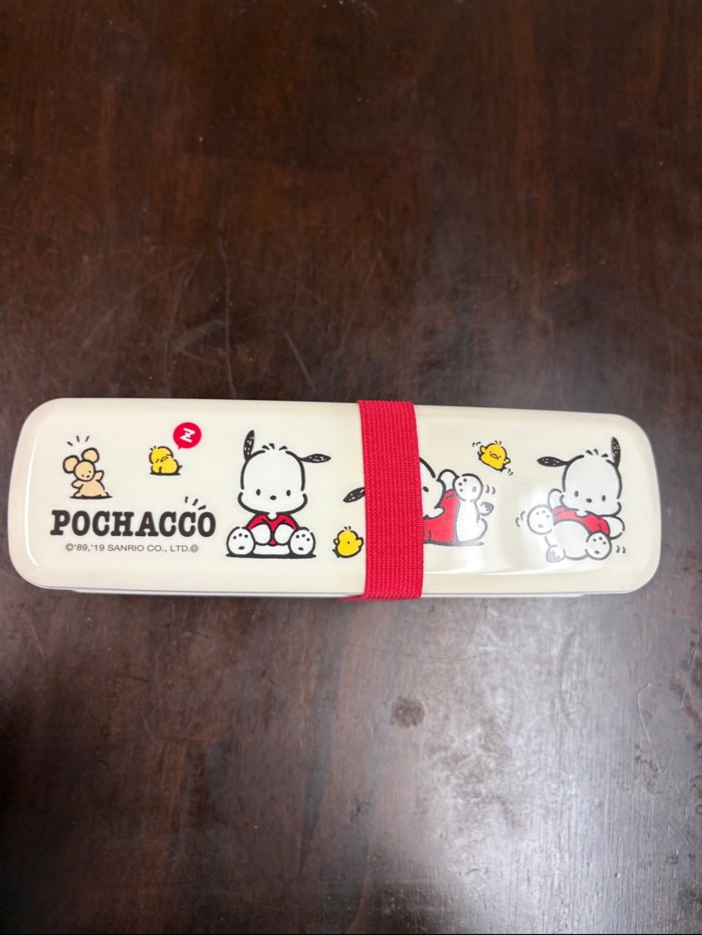 Sanrio Pochacco Cream Utensil Case with Red Band